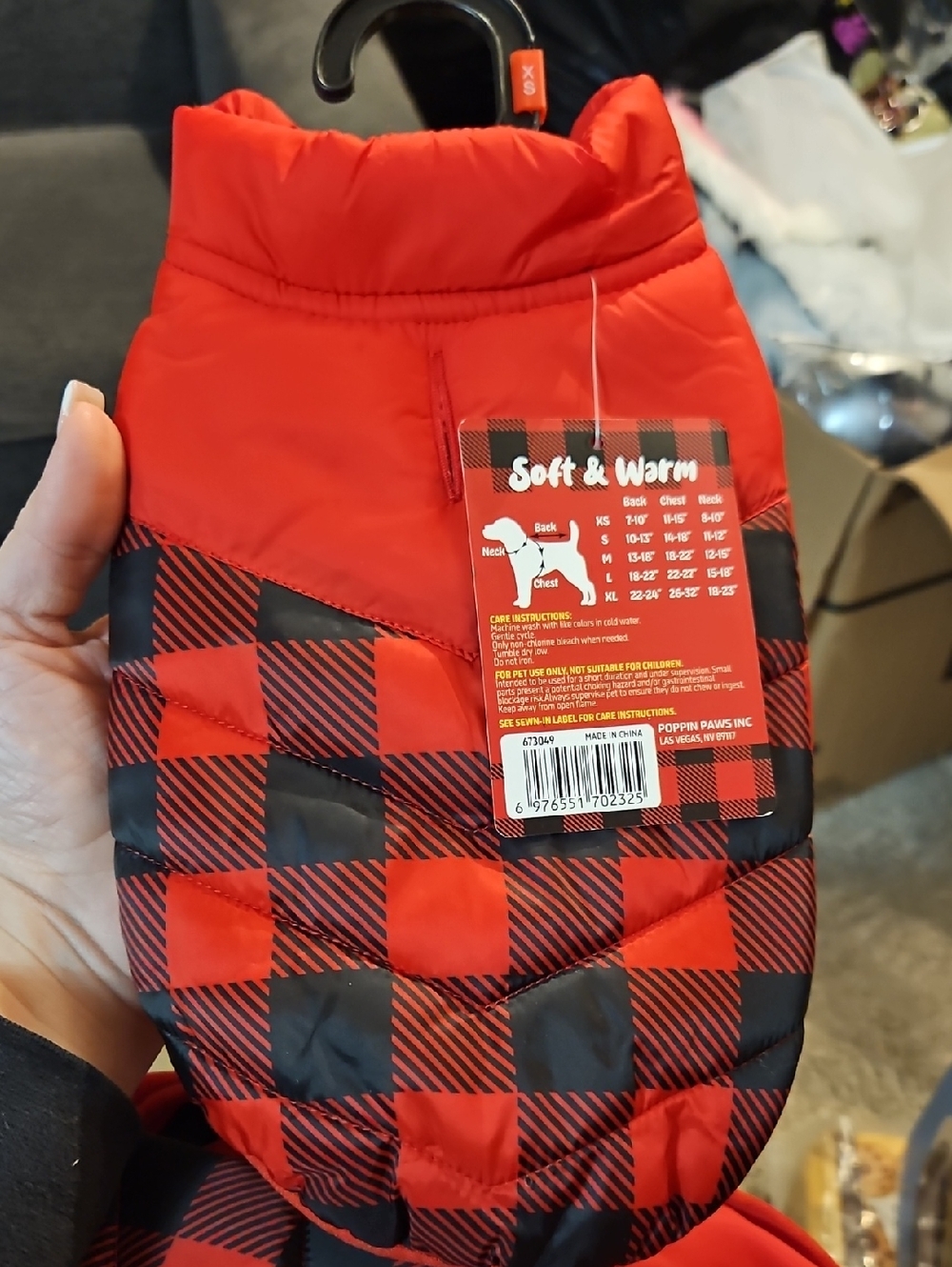 Soft & Warm Red Buffalo Plaid Pet Puffer Vest
